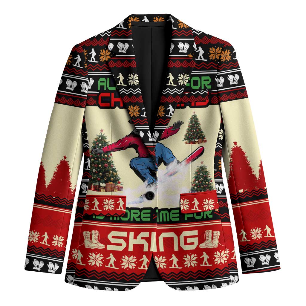 All I Want For Christmas Is Skiing Christmas Blazer Xmas Holiday Patterns - Wonder Print Shop