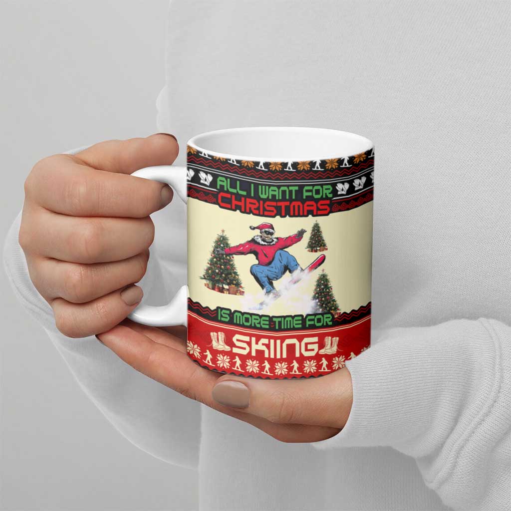 All I Want For Christmas Is Skiing Christmas Ceramic Mug Xmas Holiday Patterns - Wonder Print Shop