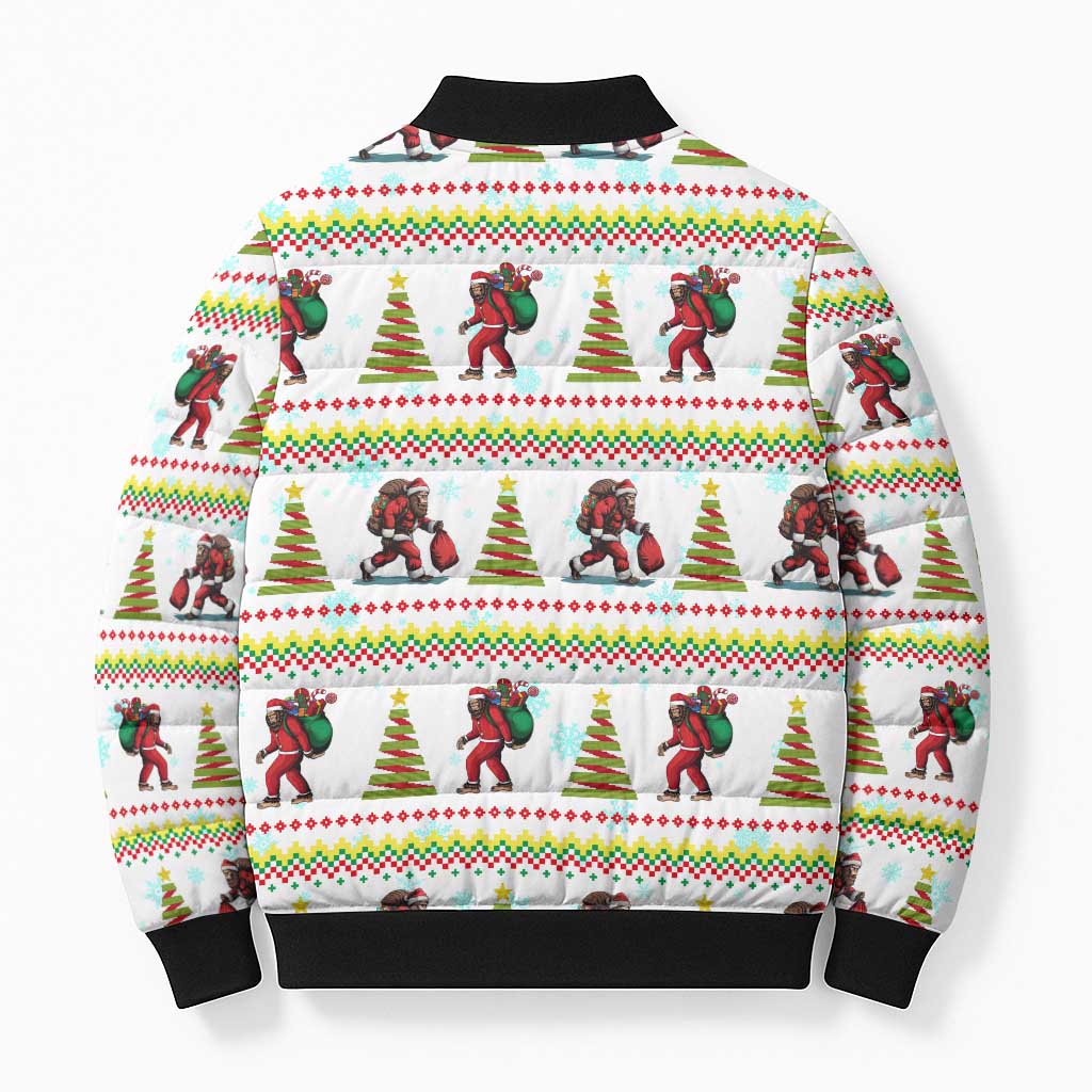 Amazing Bigfoot Christmas Bomber Puffer Jacket Xmas Holiday Patterns - Wonder Print Shop