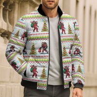 Amazing Bigfoot Christmas Bomber Puffer Jacket Xmas Holiday Patterns - Wonder Print Shop
