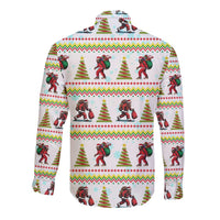 Amazing Bigfoot Christmas Long Sleeve Button Shirt Xmas Holiday Patterns - Wonder Print Shop