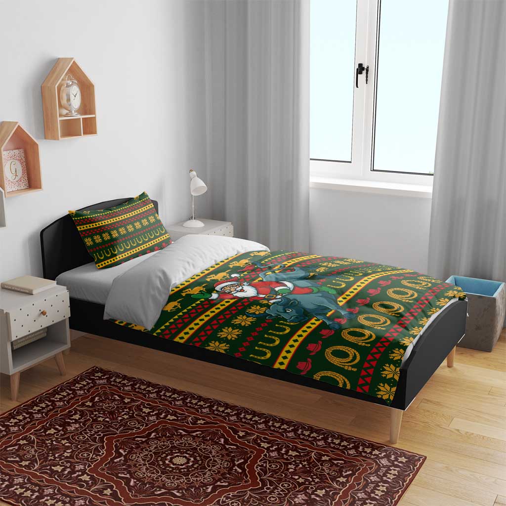 Amazing Cowboy Santa Claus Christmas Bedding Set Xmas Holiday Patterns - Wonder Print Shop