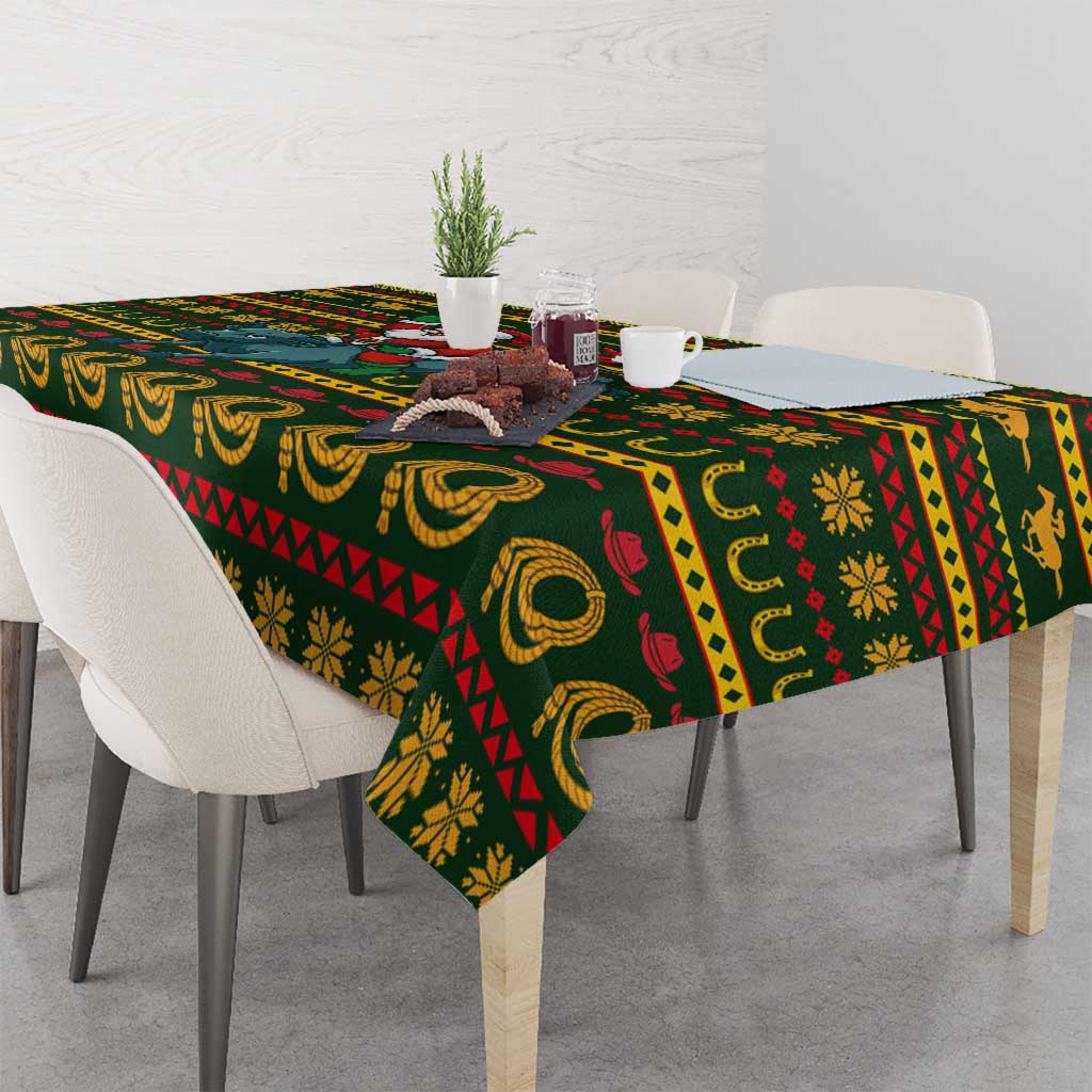 Amazing Cowboy Santa Claus Christmas Tablecloth Xmas Holiday Patterns - Wonder Print Shop