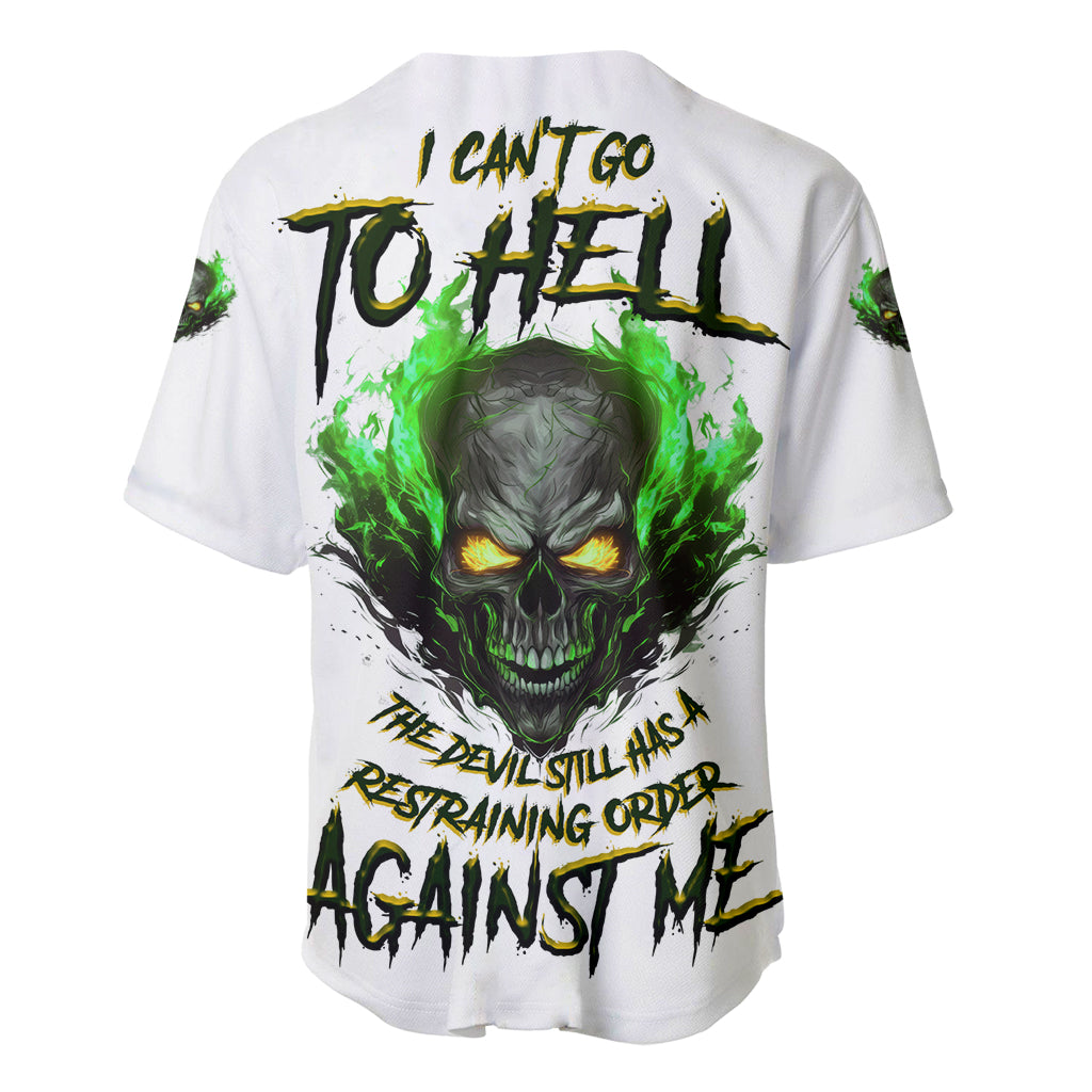 I Can't Go To Hell Fire Eyes Skull Baseball Jersey - Wonder Print Shop