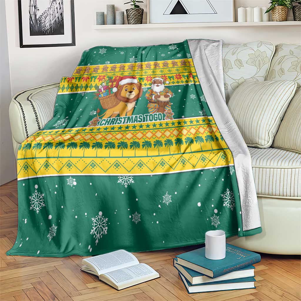Togo Christmas Blanket with Santa Lion Drummer Gingerbread and National Emblem - Wonder Print Shop
