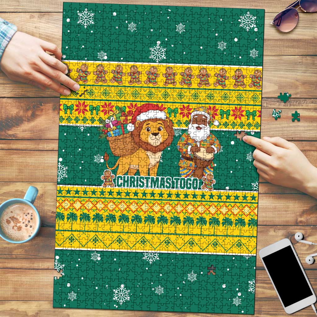 Togo Christmas Puzzle with Santa Lion Drummer Gingerbread and National Emblem - Wonder Print Shop