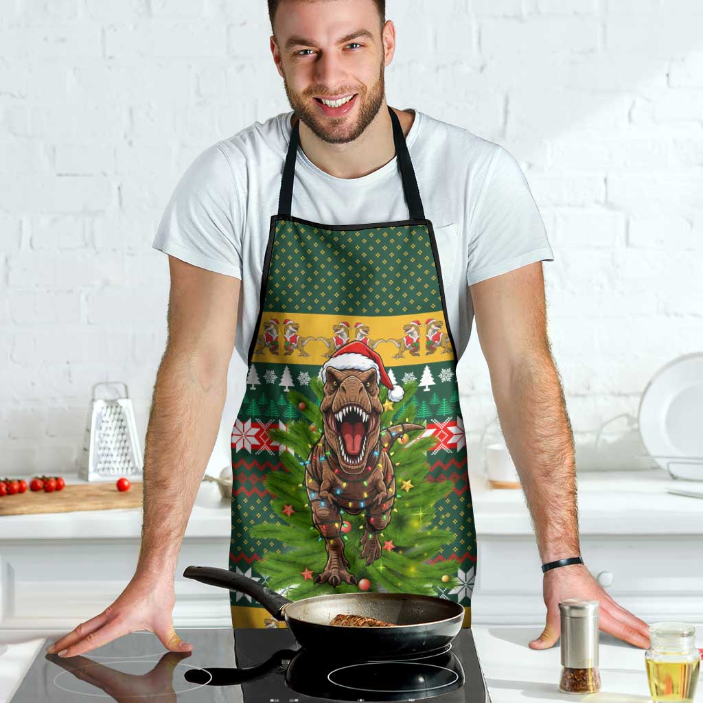Christmas T Rex In Noel Tree Apron Xmas Holiday Patterns - Wonder Print Shop