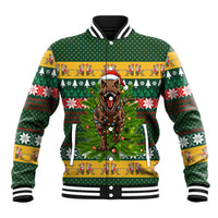 Christmas T Rex In Noel Tree Baseball Jacket Xmas Holiday Patterns - Wonder Print Shop
