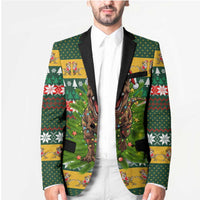 Christmas T Rex In Noel Tree Blazer Xmas Holiday Patterns - Wonder Print Shop