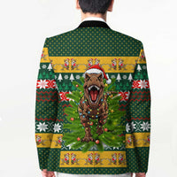 Christmas T Rex In Noel Tree Blazer Xmas Holiday Patterns - Wonder Print Shop