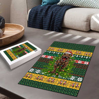 Christmas T Rex In Noel Tree Puzzle Xmas Holiday Patterns - Wonder Print Shop