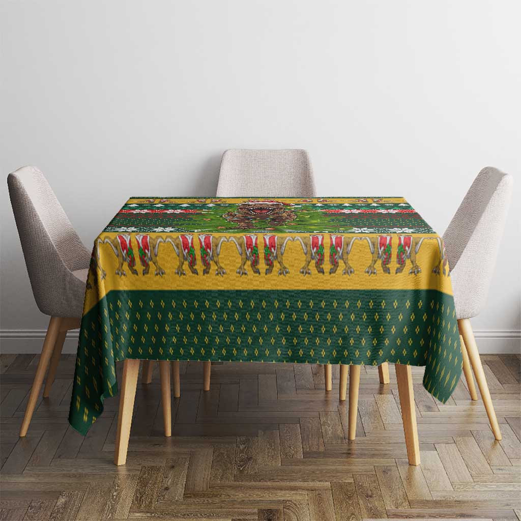 Christmas T Rex In Noel Tree Tablecloth Xmas Holiday Patterns - Wonder Print Shop