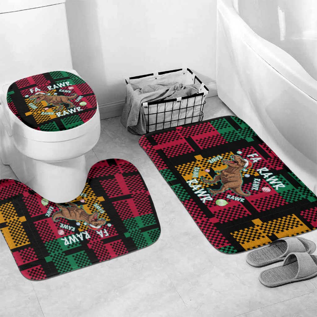 Christmas T Rex Rawr Rawr Rawr Bathroom Set Xmas Holiday Patterns - Wonder Print Shop