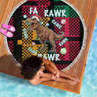 Christmas T Rex Rawr Rawr Rawr Beach Blanket Xmas Holiday Patterns - Wonder Print Shop
