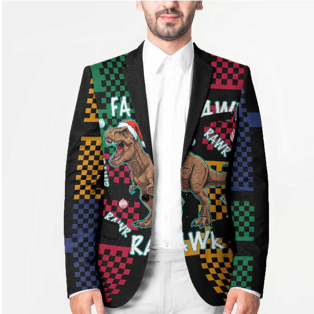 Christmas T Rex Rawr Rawr Rawr Blazer Xmas Holiday Patterns - Wonder Print Shop