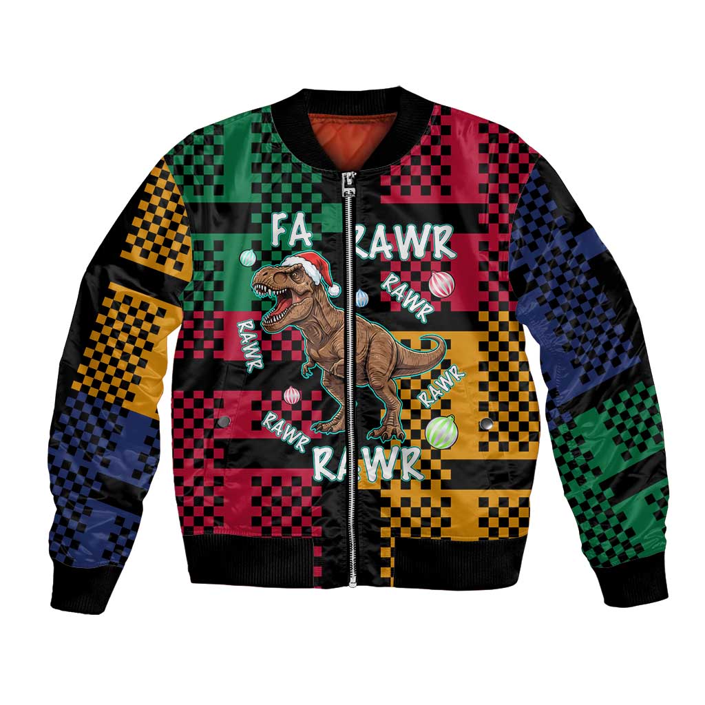 Christmas T Rex Rawr Rawr Rawr Bomber Jacket Xmas Holiday Patterns - Wonder Print Shop