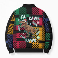 Christmas T Rex Rawr Rawr Rawr Bomber Puffer Jacket Xmas Holiday Patterns - Wonder Print Shop