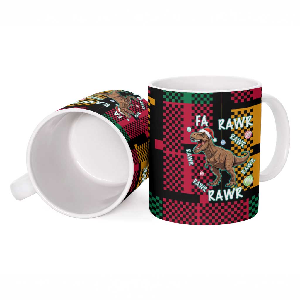 Christmas T Rex Rawr Rawr Rawr Ceramic Mug Xmas Holiday Patterns - Wonder Print Shop