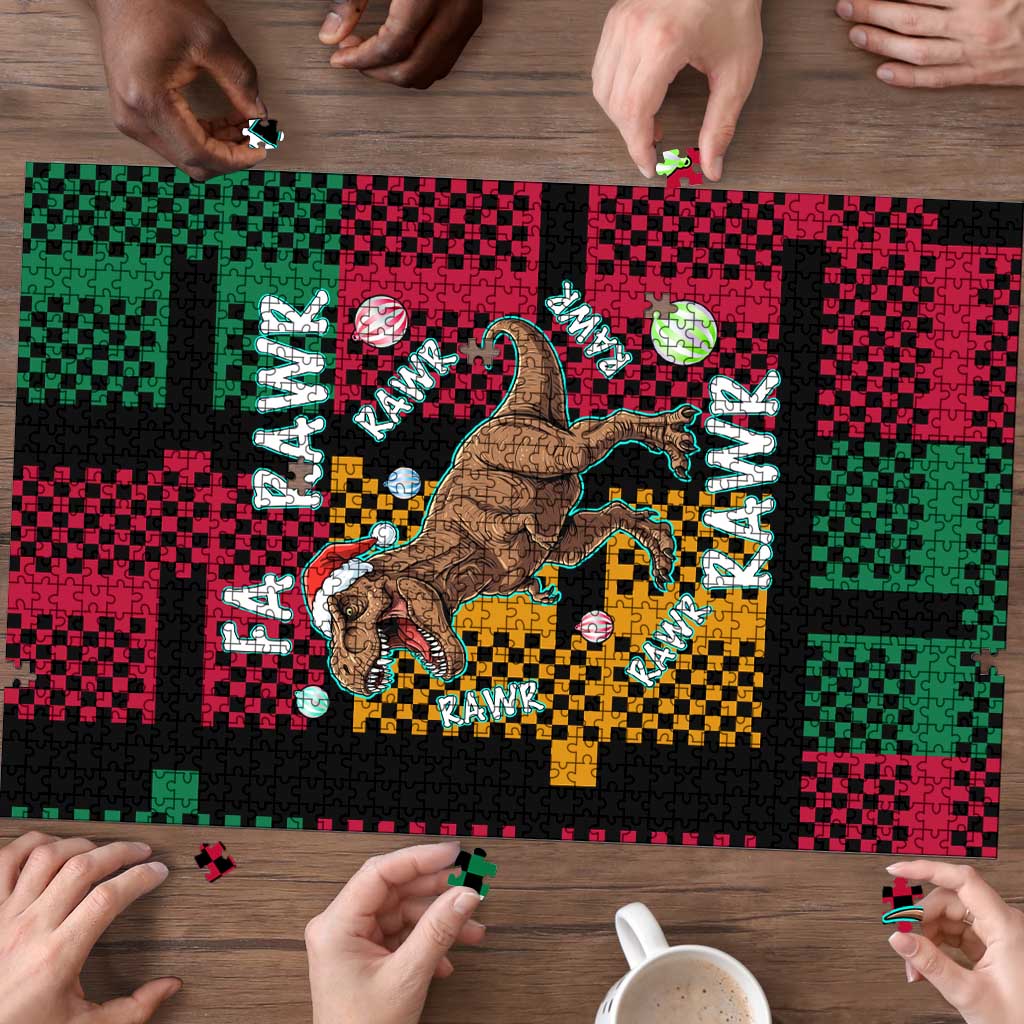 Christmas T Rex Rawr Rawr Rawr Puzzle Xmas Holiday Patterns - Wonder Print Shop