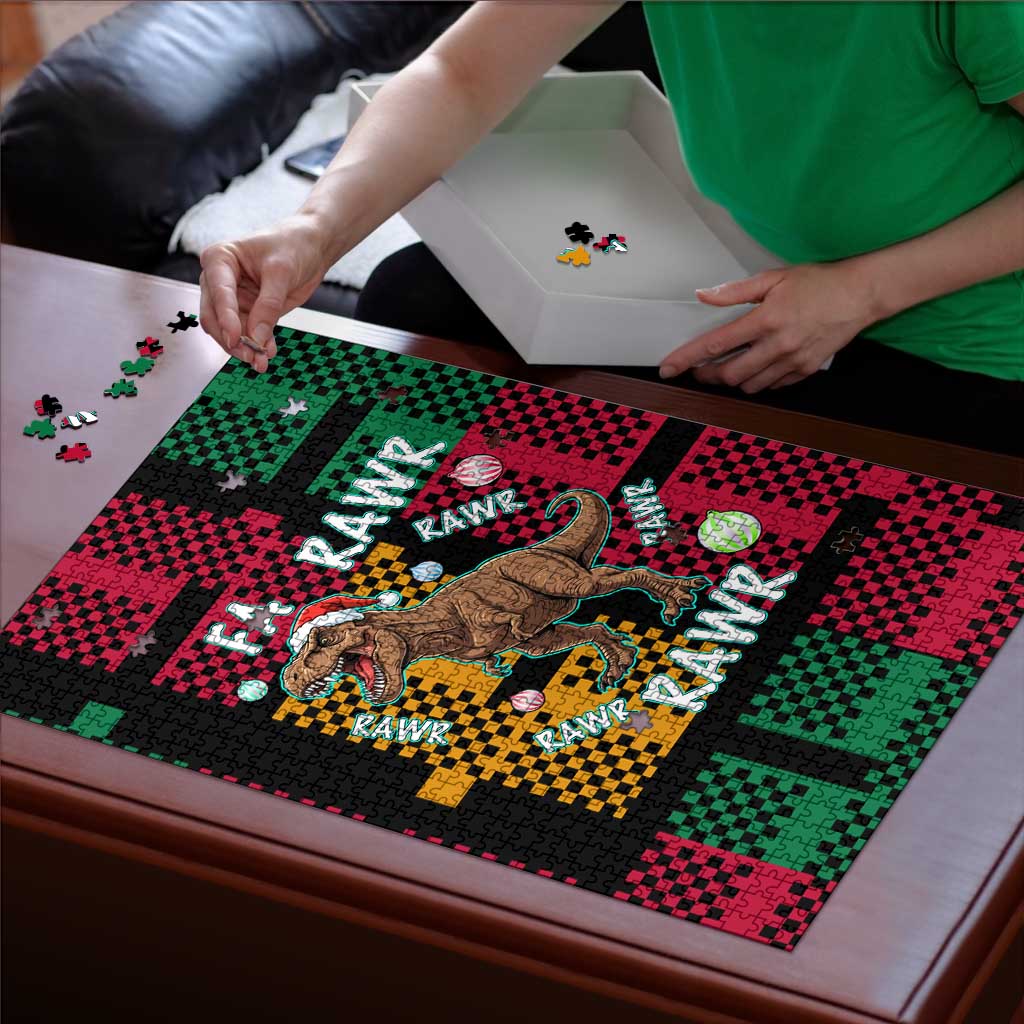 Christmas T Rex Rawr Rawr Rawr Puzzle Xmas Holiday Patterns - Wonder Print Shop