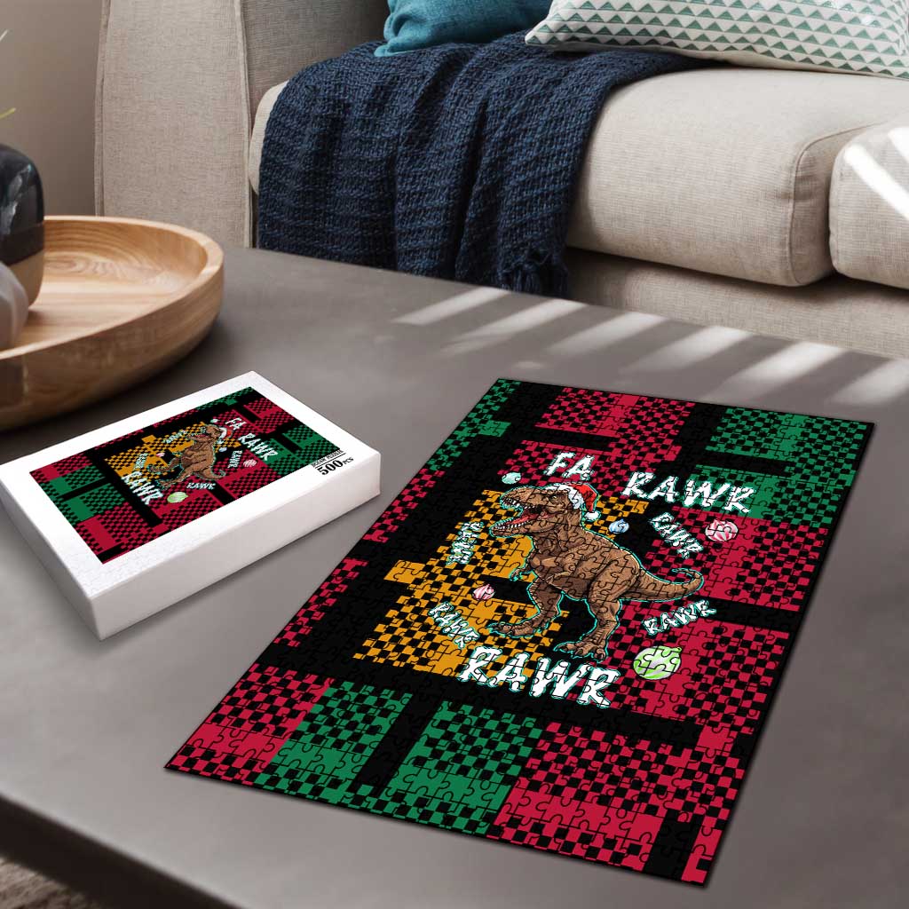 Christmas T Rex Rawr Rawr Rawr Puzzle Xmas Holiday Patterns - Wonder Print Shop