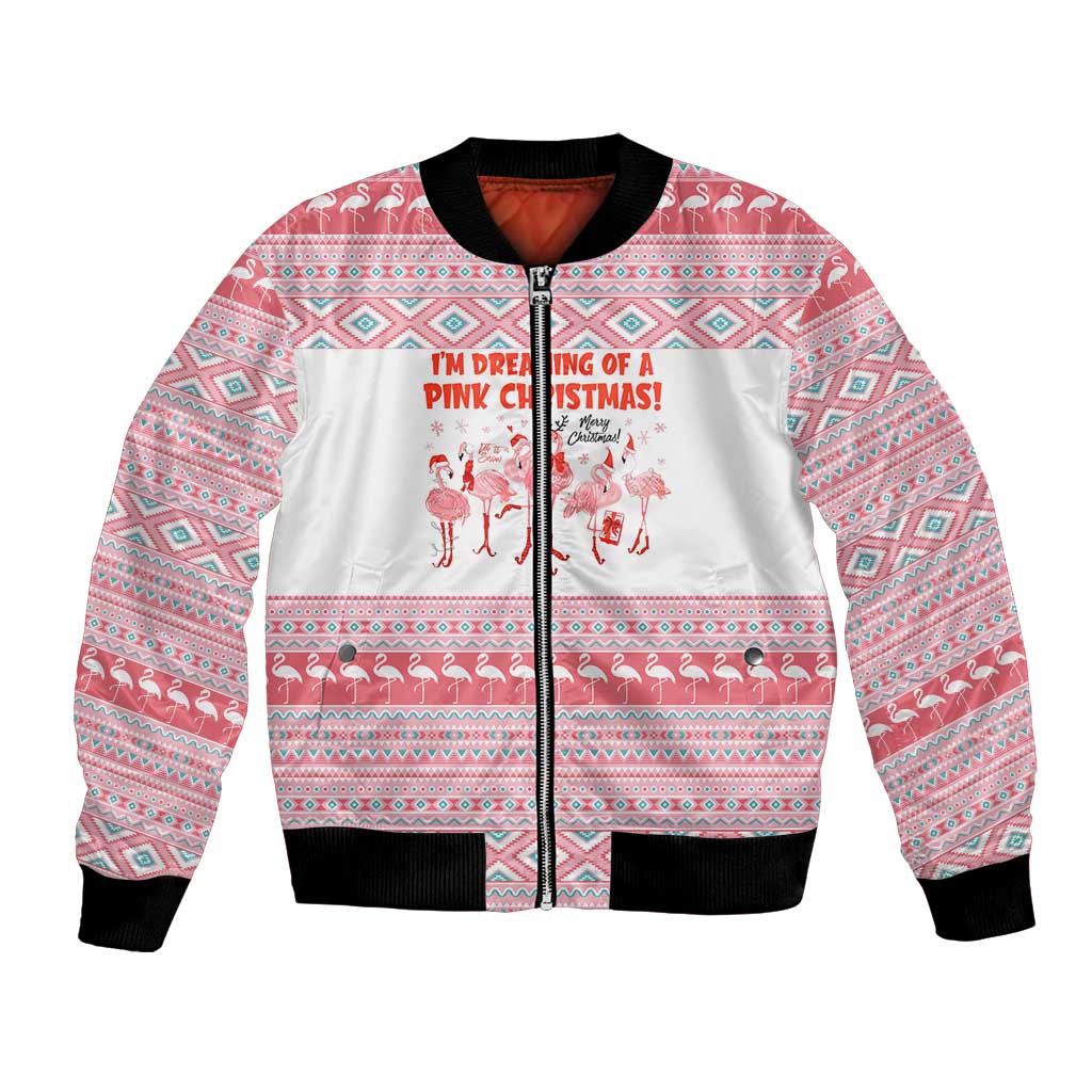 I'm Dreaming Of A Pink Christmas Flamingo Christmas Christmas Bomber Jacket Xmas Holiday Patterns - Wonder Print Shop