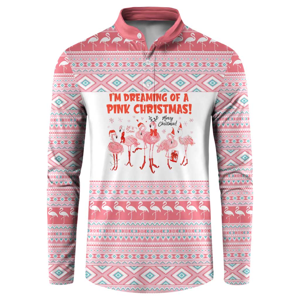 I'm Dreaming Of A Pink Christmas Flamingo Christmas Christmas Button Sweatshirt Xmas Holiday Patterns - Wonder Print Shop