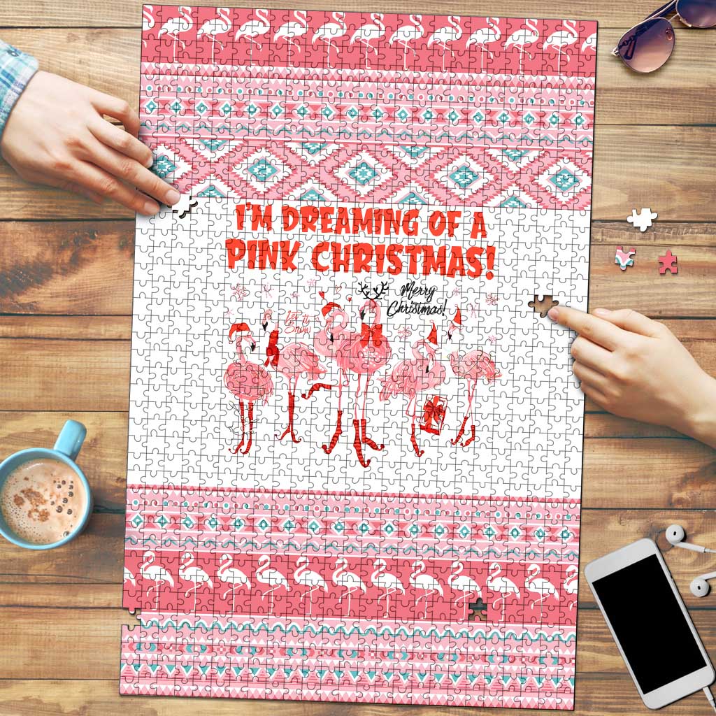 I'm Dreaming Of A Pink Christmas Flamingo Christmas Christmas Puzzle Xmas Holiday Patterns - Wonder Print Shop