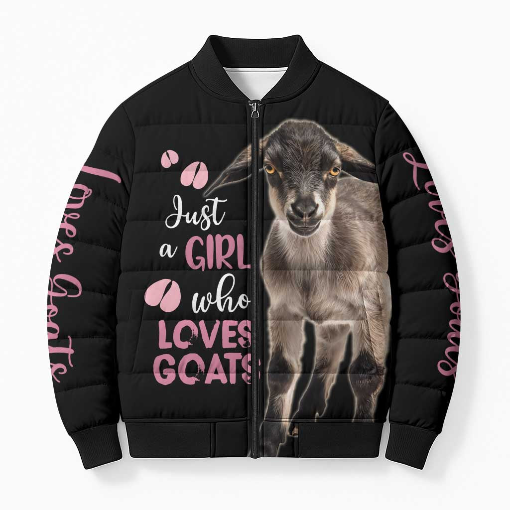 Who Loves Goat Just A Girl Christmas Trees Christmas Christmas Bomber Puffer Jacket Xmas Holiday Patterns - Wonder Print Shop