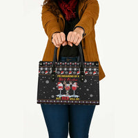 Wine Red Christmas Christmas Christmas Leather Bag Xmas Holiday Patterns - Wonder Print Shop