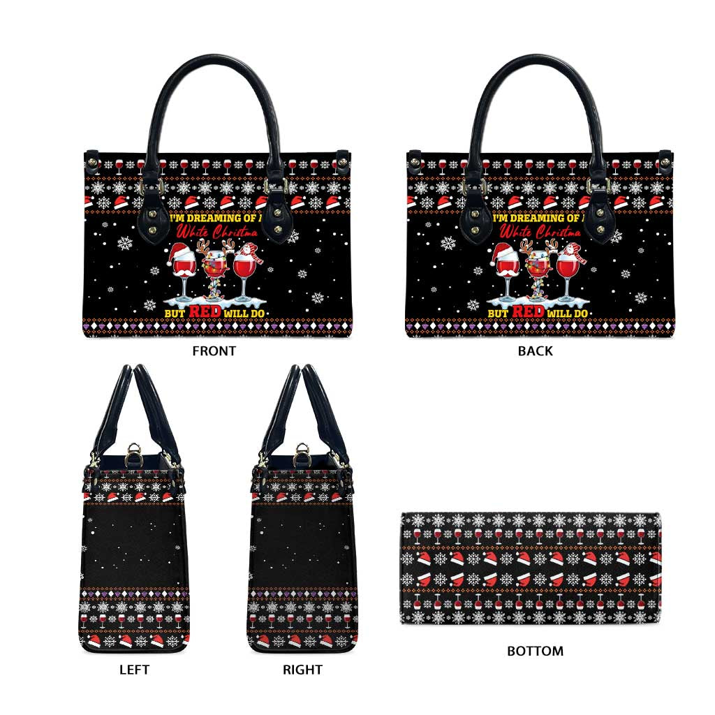Wine Red Christmas Christmas Christmas Leather Bag Xmas Holiday Patterns - Wonder Print Shop