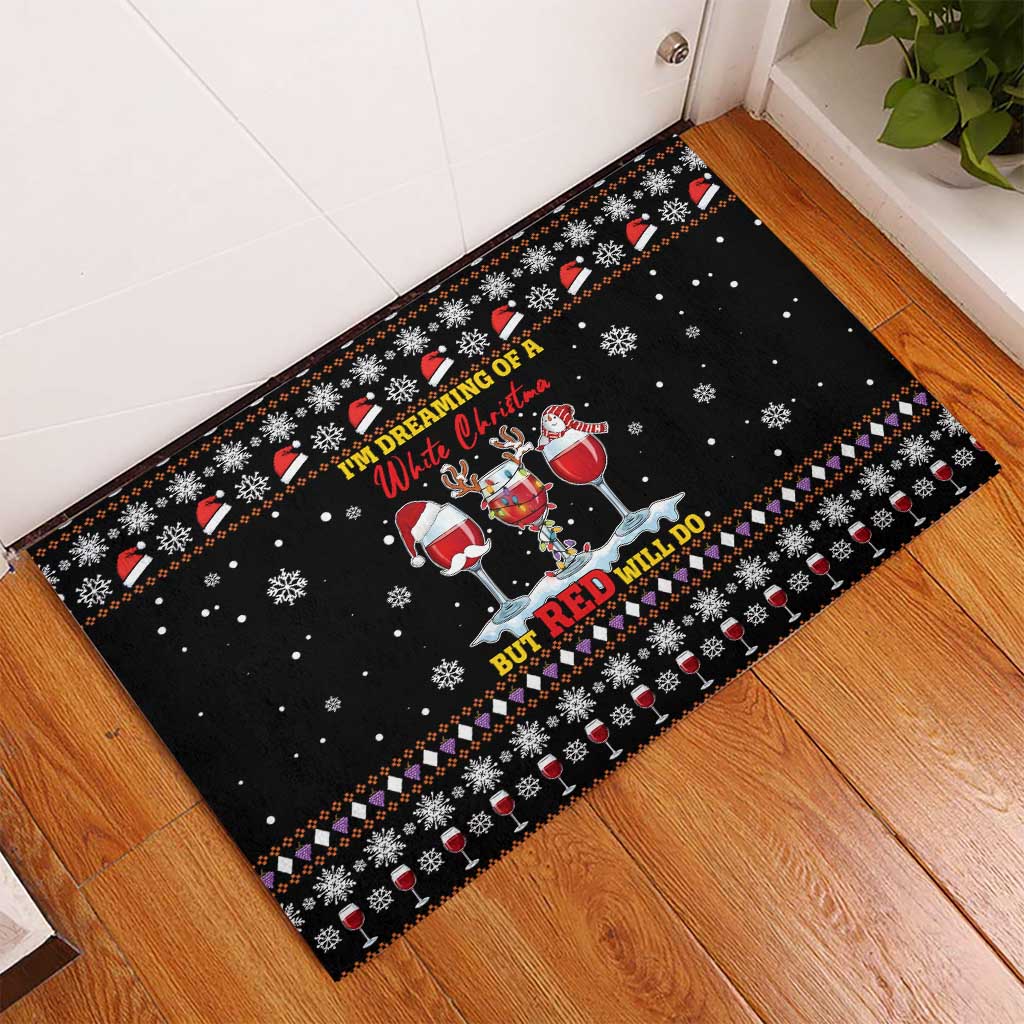 Wine Red Christmas Christmas Christmas Rubber Doormat Xmas Holiday Patterns - Wonder Print Shop
