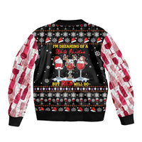 Wine Red Christmas Christmas Christmas Sleeve Zip Bomber Jacket Xmas Holiday Patterns - Wonder Print Shop