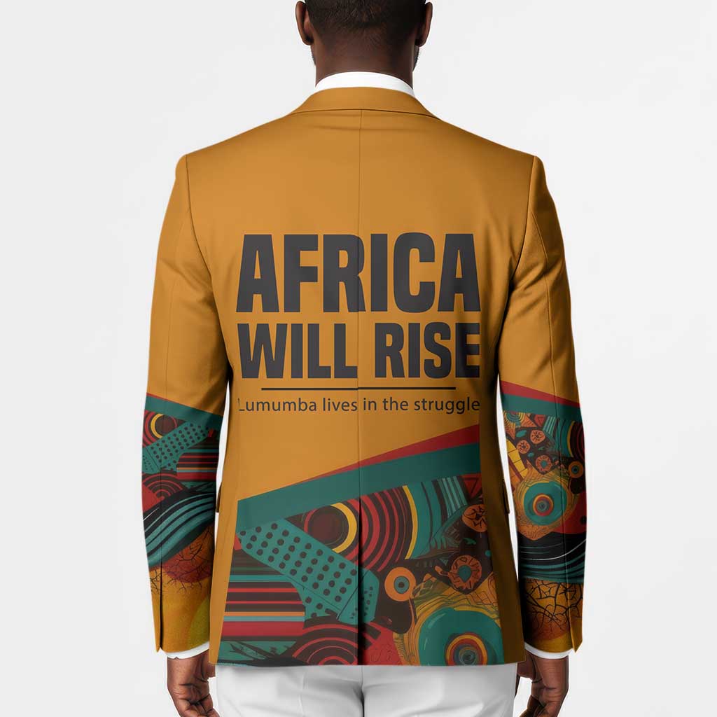 Patrice Lumumba Blazer with Profile Portrait and Bold Africa Will Rise Statement - Wonder Print Shop