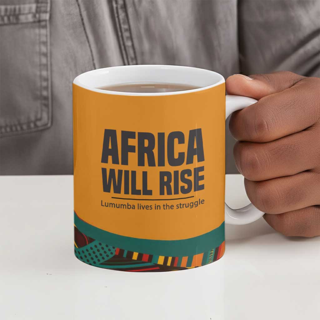 Patrice Lumumba Ceramic Mug with Profile Portrait and Bold Africa Will Rise Statement - Wonder Print Shop
