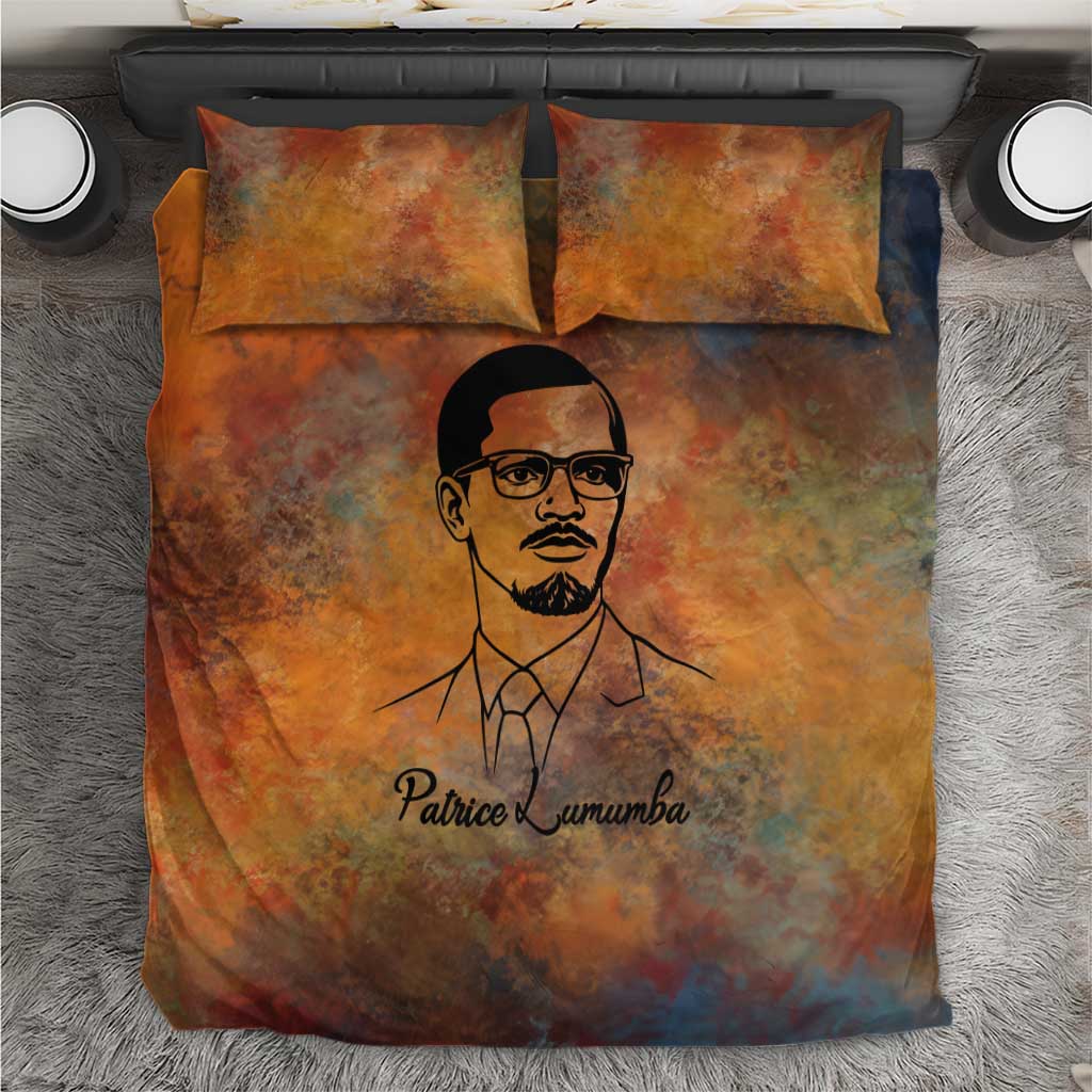 Patrice Lumumba Bedding Set with Line Art Portrait and Truth Cannot Be Killed Inspirational Quote - Wonder Print Shop