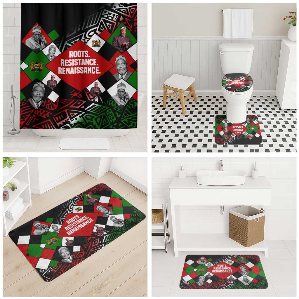 Jomo Kenyatta Bathroom Set with Roots Resistance Renaissance and Kenyan Patchwork Pattern Tribute - Wonder Print Shop