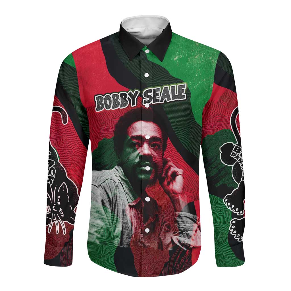 Bobby Seale Long Sleeve Button Shirt Black Panther Logo Revolutionary Civil Rights Movement Tribute - Wonder Print Shop