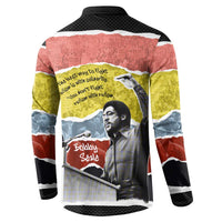 Bobby Seale Button Sweatshirt Torn Paper Collage Design Solidarity Quote Powerful Speech Artwork Civil Rights