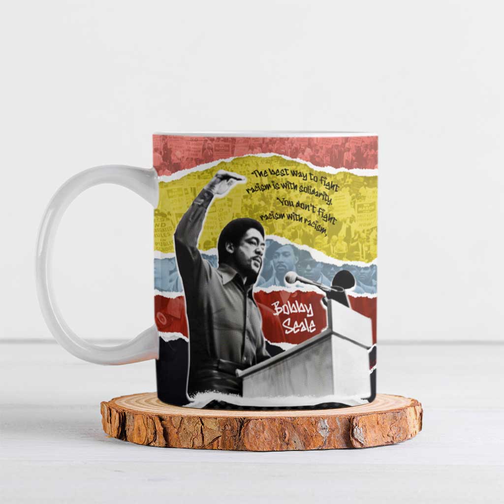 Bobby Seale Ceramic Mug Torn Paper Collage Design Solidarity Quote Powerful Speech Artwork Civil Rights - Wonder Print Shop