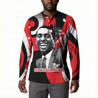 Stokely Carmichael Button Sweatshirt Abstract Design Black Power Text Civil Rights Activist