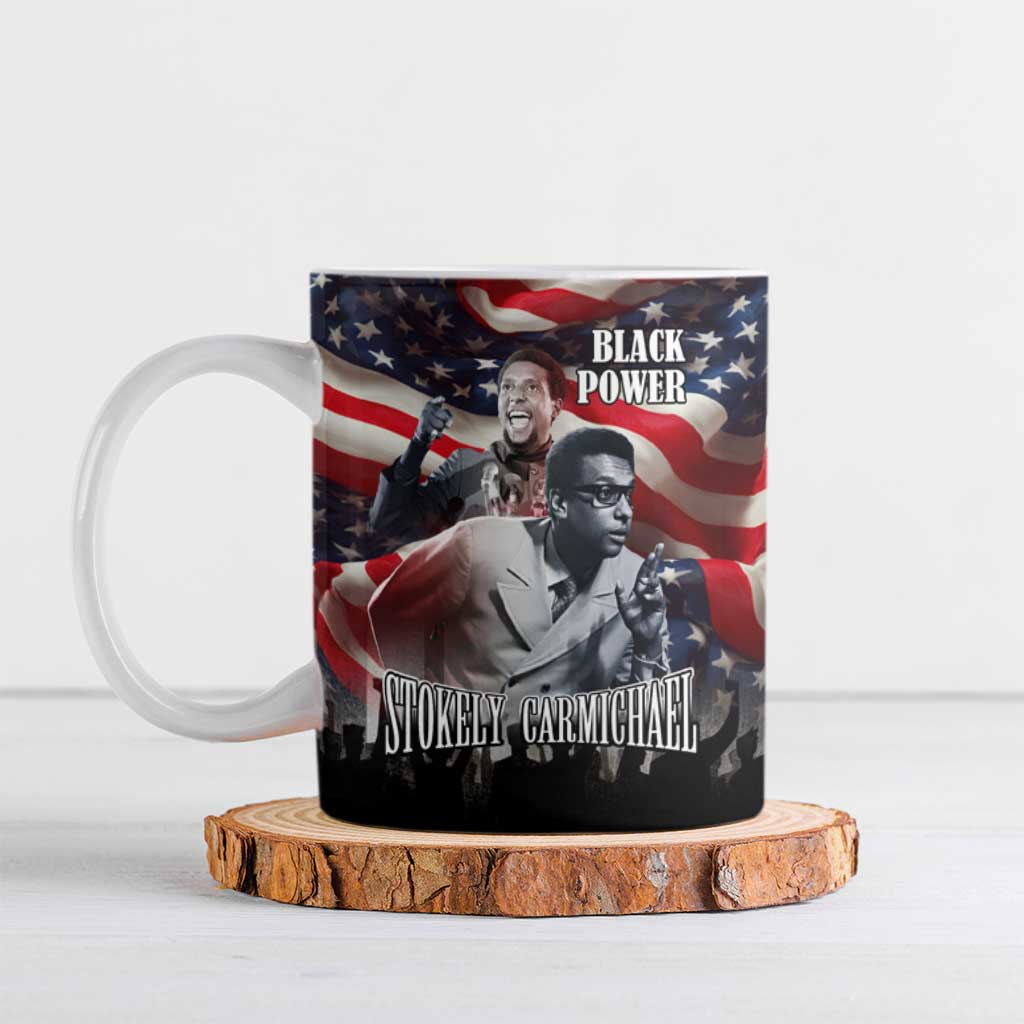 Stokely Carmichael Ceramic Mug American Flag Background Black Power Quote Civil Rights Leader Powerful Speech - Wonder Print Shop