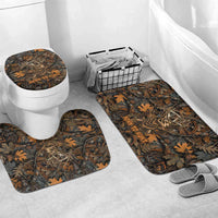 Deer Hunting Skull Bathroom Set Autumn Leaves Rustic Brown and Orange Tones