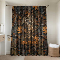 Deer Hunting Skull Bathroom Set Autumn Leaves Rustic Brown and Orange Tones