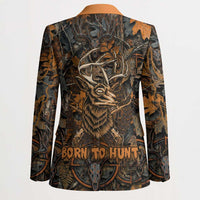 Deer Hunting Skull Blazer Autumn Leaves Rustic Brown and Orange Tones