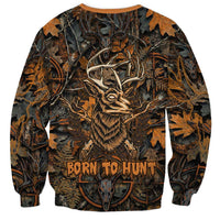 Deer Hunting Skull Sweatshirt Autumn Leaves Rustic Brown and Orange Tones