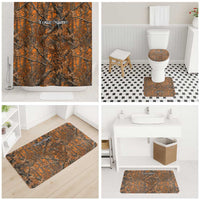 Personalized Deer Hunter Bathroom Set Antler Outline and Autumn Camouflage Hunting