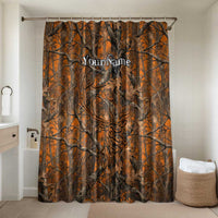 Personalized Deer Hunter Bathroom Set Antler Outline and Autumn Camouflage Hunting