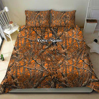Personalized Deer Hunter Bedding Set Antler Outline and Autumn Camouflage Hunting