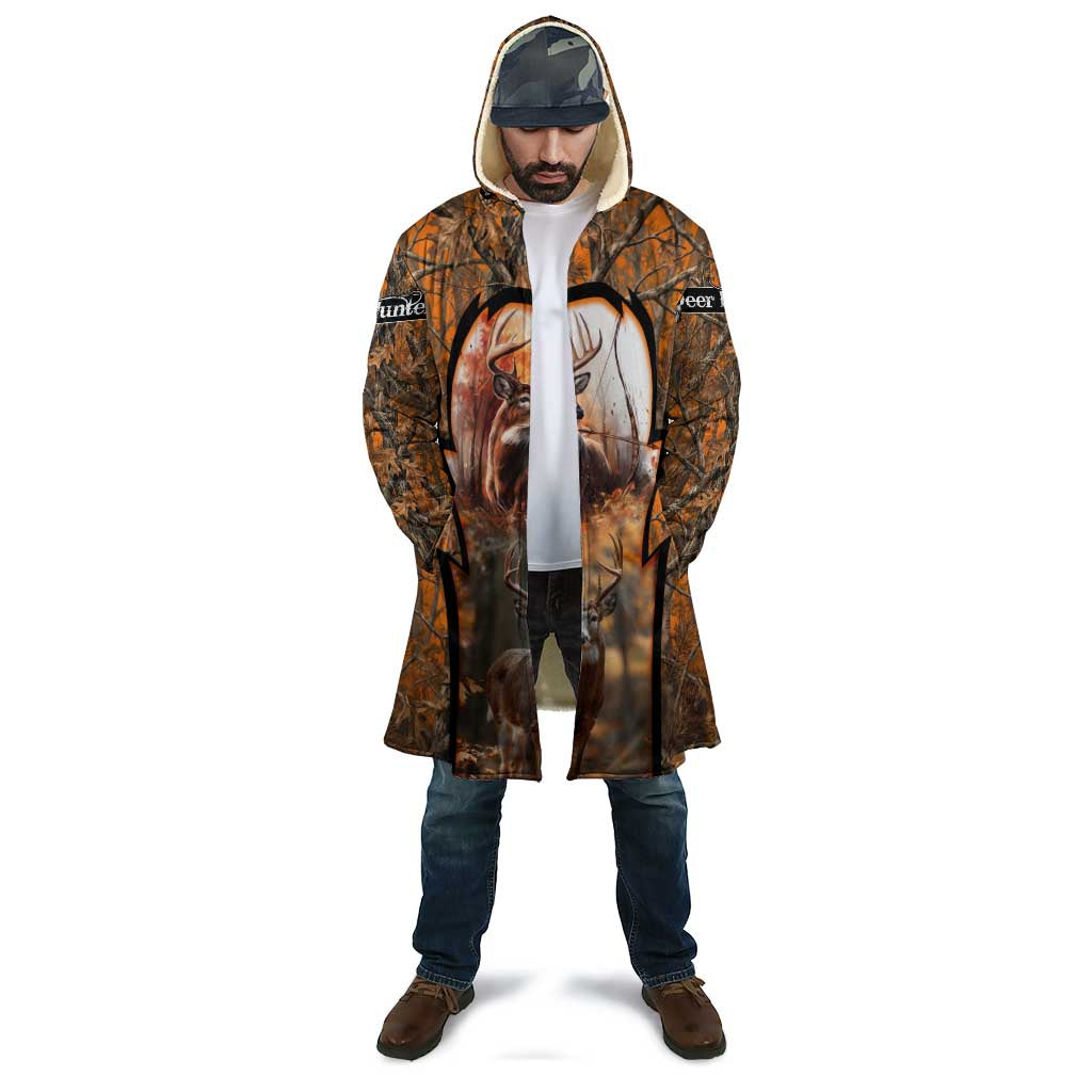 Personalized Deer Hunter Cloak Antler Outline and Autumn Camouflage Hunting